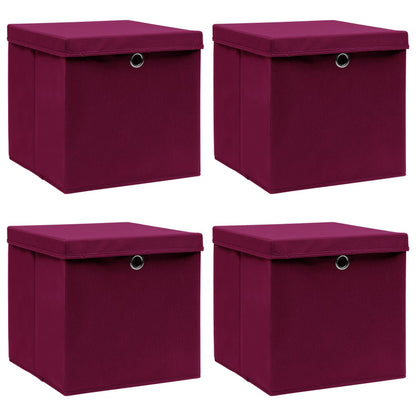 Caja De Almacenaje Con Tapa 4 Uds Tela Azul Celeste 32X32X32 Cm