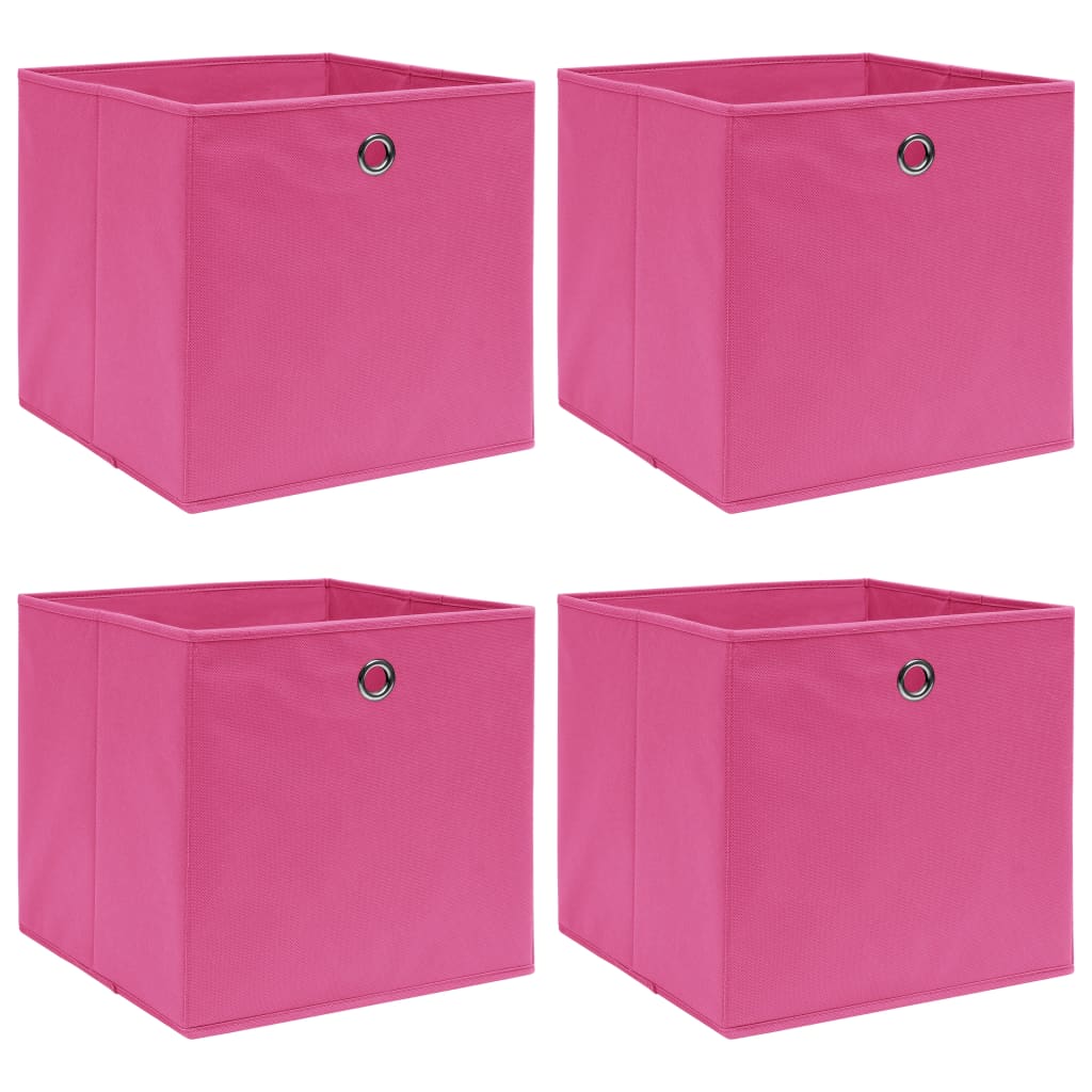Caja De Almacenaje Con Tapa 4 Uds Tela Azul Celeste 32X32X32 Cm