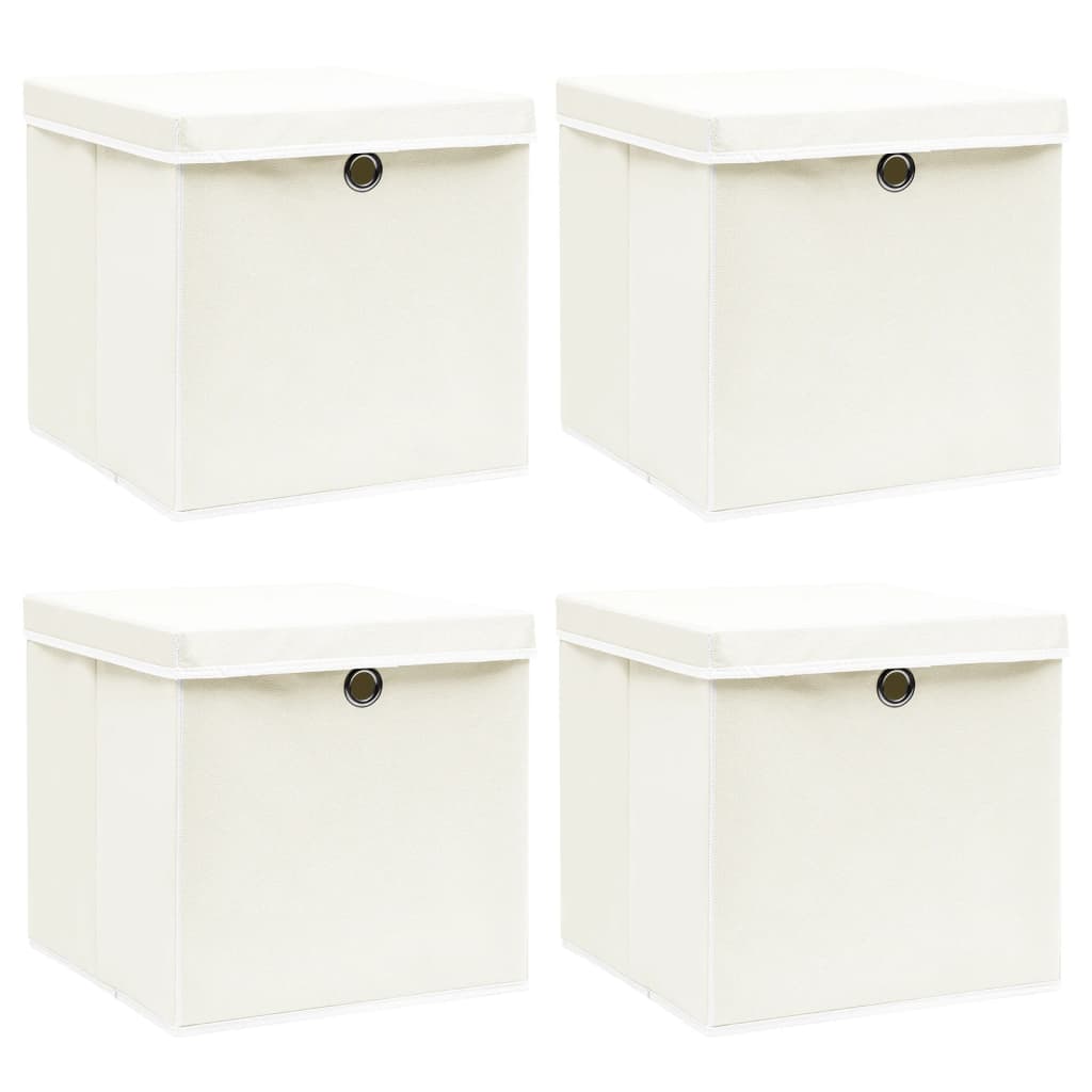 Caja De Almacenaje Con Tapa 4 Uds Tela Azul Celeste 32X32X32 Cm