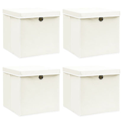 Caja De Almacenaje Con Tapa 4 Uds Tela Azul Celeste 32X32X32 Cm