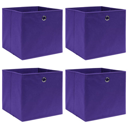 Caja De Almacenaje Con Tapa 4 Uds Tela Azul Celeste 32X32X32 Cm