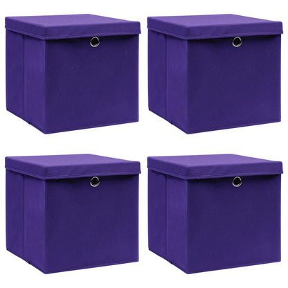 Caja De Almacenaje Con Tapa 4 Uds Tela Azul Celeste 32X32X32 Cm