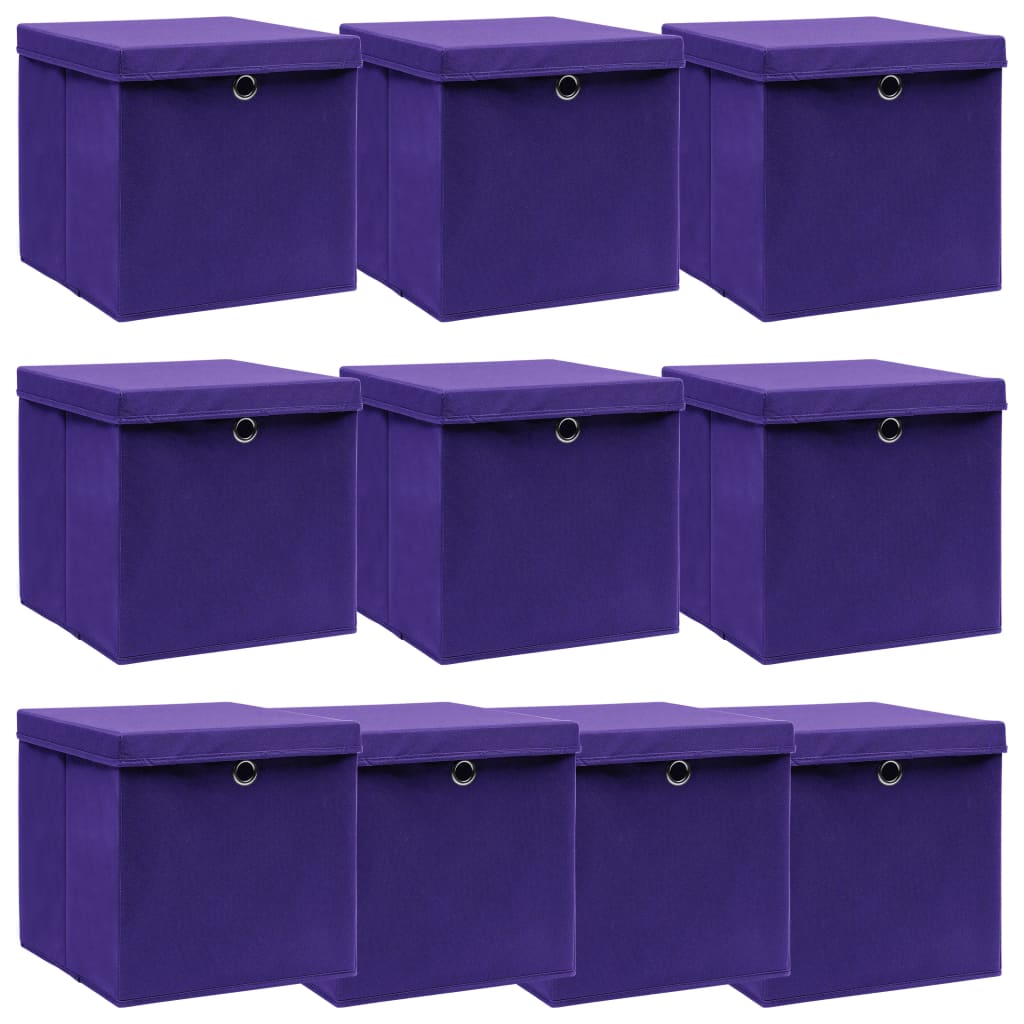 Caja De Almacenaje Con Tapa 4 Uds Tela Azul Celeste 32X32X32 Cm