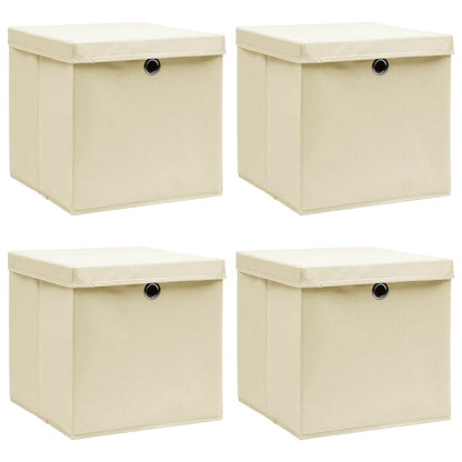 Caja De Almacenaje Con Tapa 4 Uds Tela Azul Celeste 32X32X32 Cm