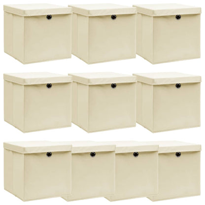 Caja De Almacenaje Con Tapa 4 Uds Tela Azul Celeste 32X32X32 Cm