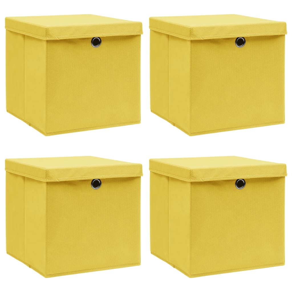 Caja De Almacenaje Con Tapa 4 Uds Tela Azul Celeste 32X32X32 Cm
