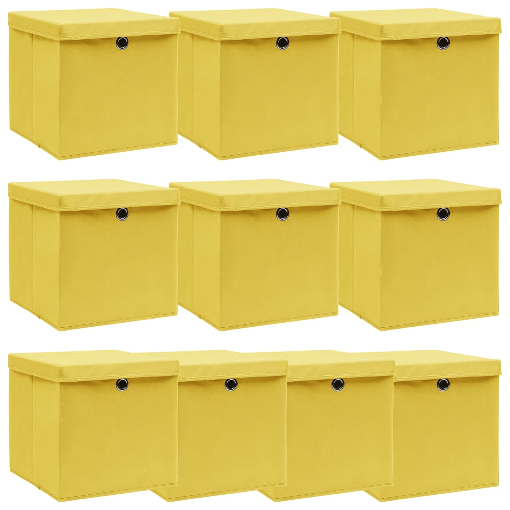 Caja De Almacenaje Con Tapa 4 Uds Tela Azul Celeste 32X32X32 Cm