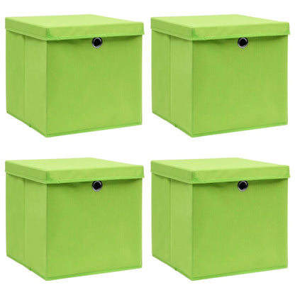 Caja De Almacenaje Con Tapa 4 Uds Tela Azul Celeste 32X32X32 Cm