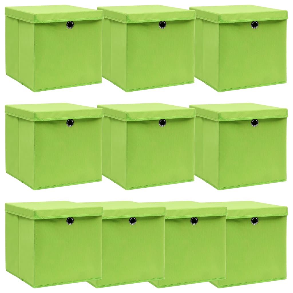 Caja De Almacenaje Con Tapa 4 Uds Tela Azul Celeste 32X32X32 Cm