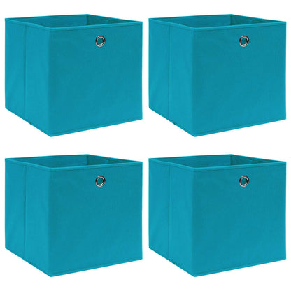 Caja De Almacenaje Con Tapa 4 Uds Tela Azul Celeste 32X32X32 Cm