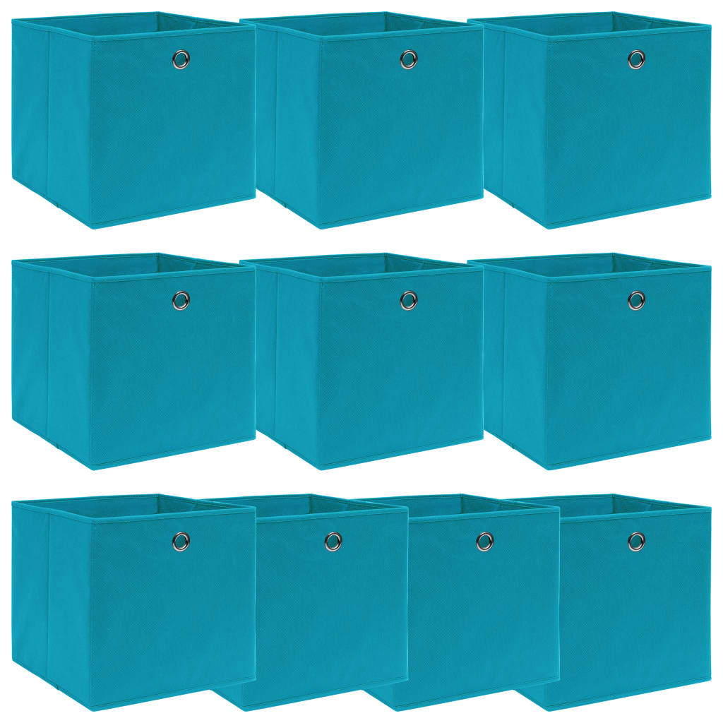 Caja De Almacenaje Con Tapa 4 Uds Tela Azul Celeste 32X32X32 Cm