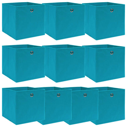 Caja De Almacenaje Con Tapa 4 Uds Tela Azul Celeste 32X32X32 Cm