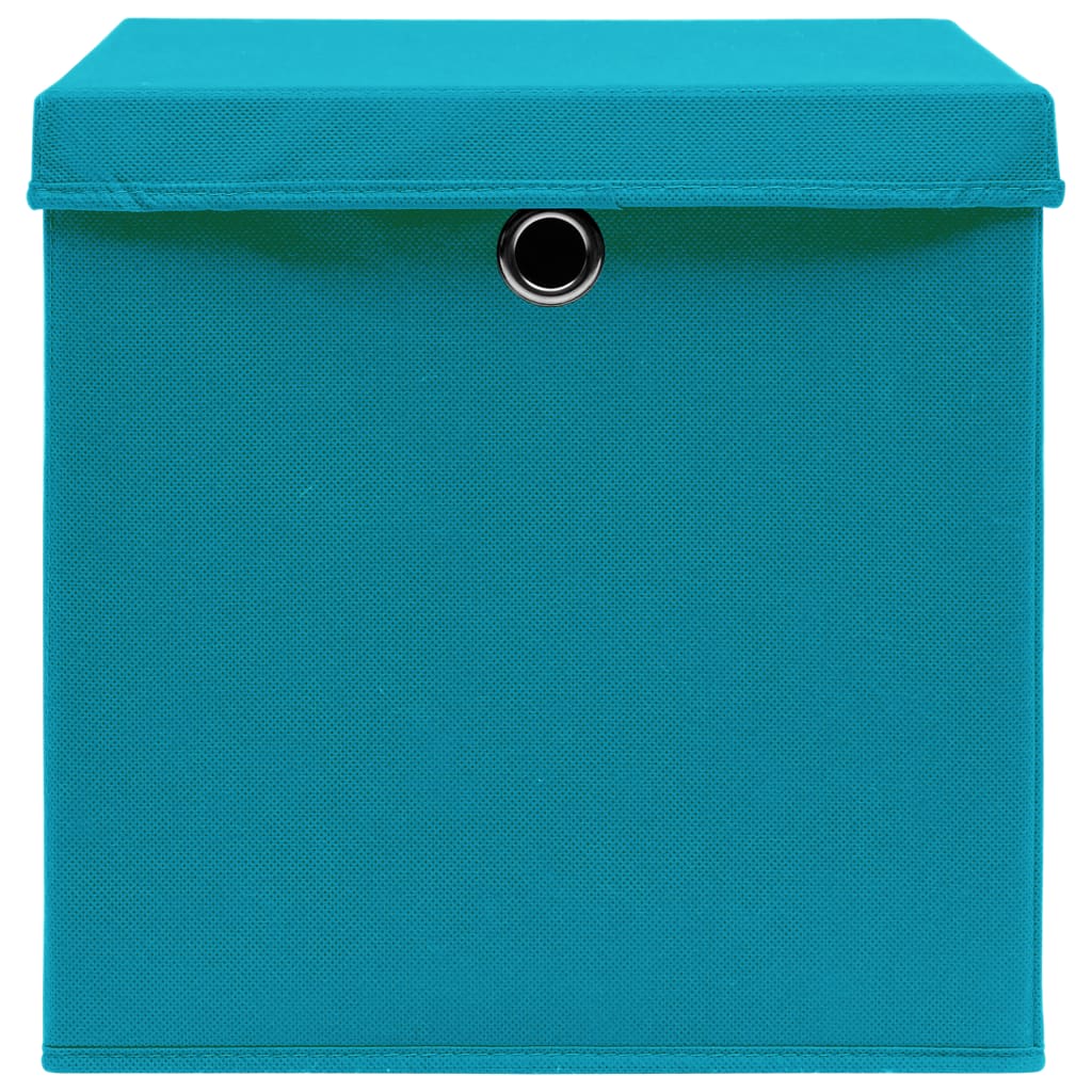 Caja De Almacenaje Con Tapa 4 Uds Tela Azul Celeste 32X32X32 Cm