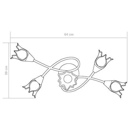Lámpara De Techo Con Pantallas Vidrio 5 Bombillas E14