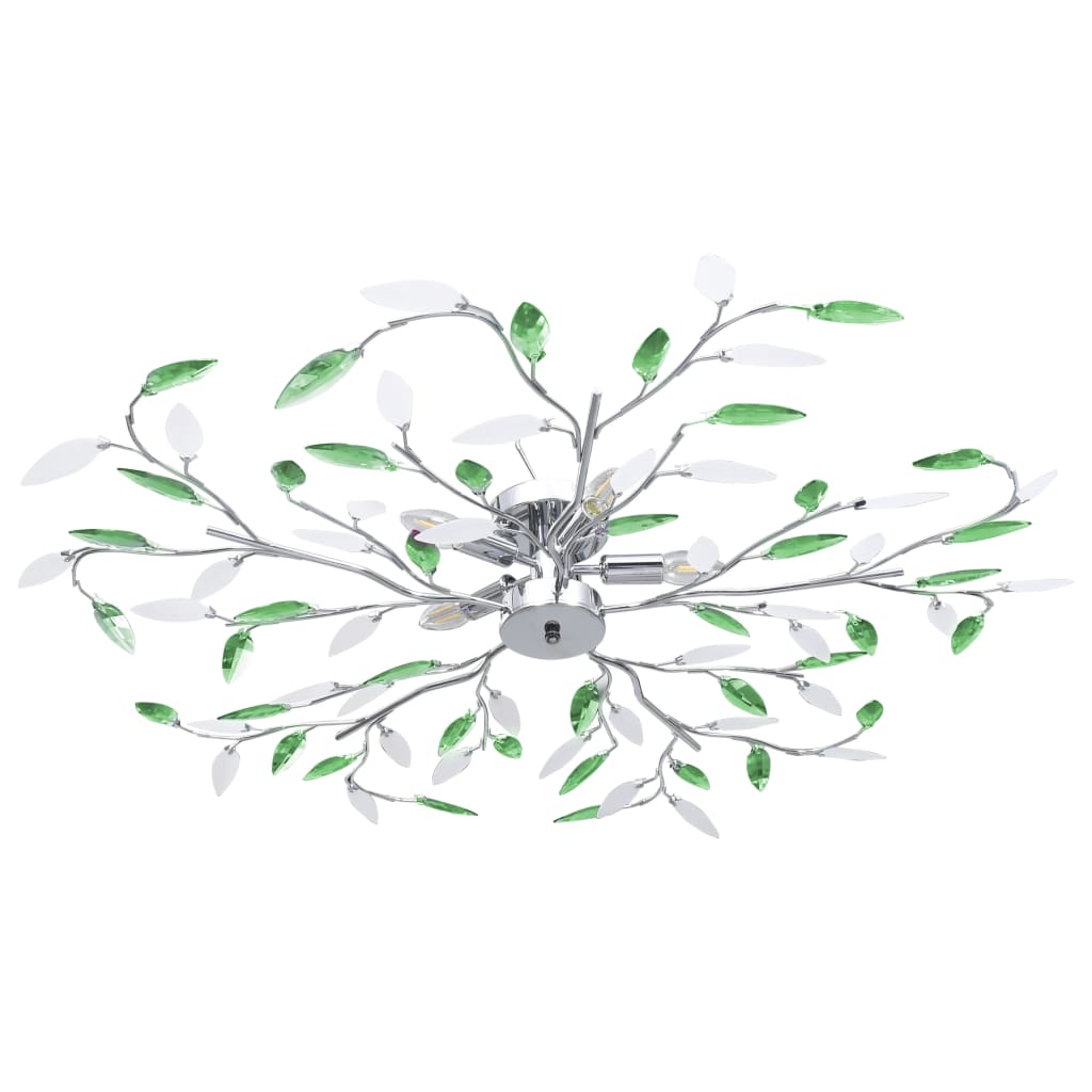 Lámpara De Techo Brazos Cristal Forma Hoja 5 Bombillas
