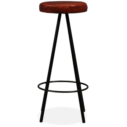 Set Muebles De Bar 9 Pzas Madera Maciza Acacia Cuero Auténtico