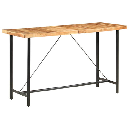 Set Muebles De Bar 9 Pzas Madera Maciza Acacia Cuero Auténtico