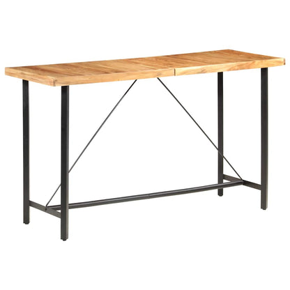 Set Muebles De Bar 9 Pzas Madera Maciza Acacia Cuero Auténtico