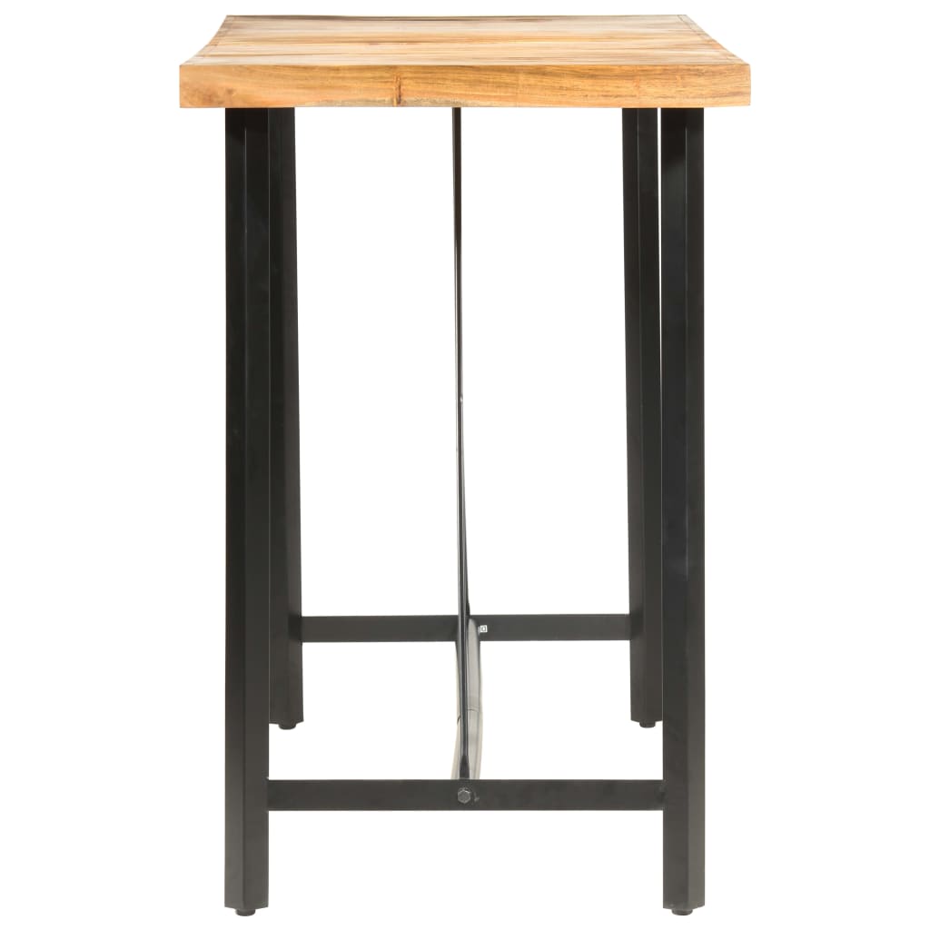 Set Muebles De Bar 9 Pzas Madera Maciza Acacia Cuero Auténtico