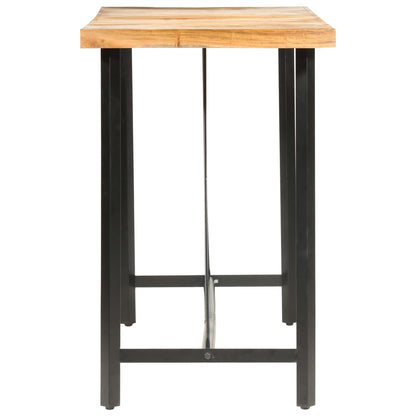 Set Muebles De Bar 9 Pzas Madera Maciza Acacia Cuero Auténtico