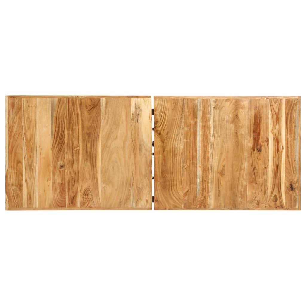 Set Muebles De Bar 9 Pzas Madera Maciza Acacia Cuero Auténtico