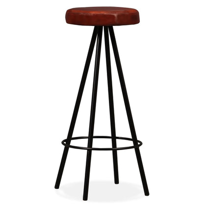 Set Muebles De Bar 9 Pzas Madera Maciza Acacia Cuero Auténtico