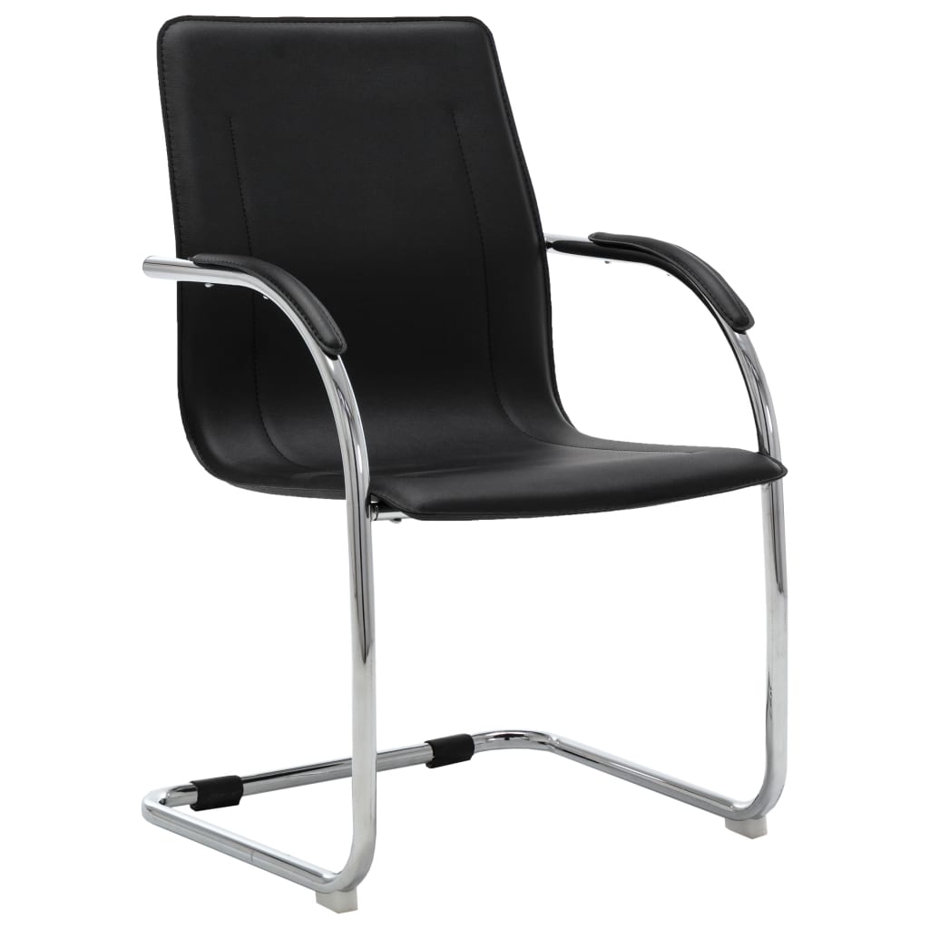Silla De Oficina Voladiza De Cuero Sintético Negra