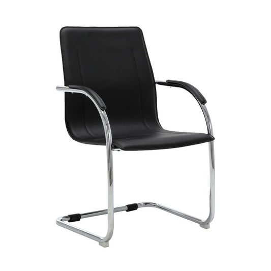 Silla De Oficina Voladiza De Cuero Sintético Negra