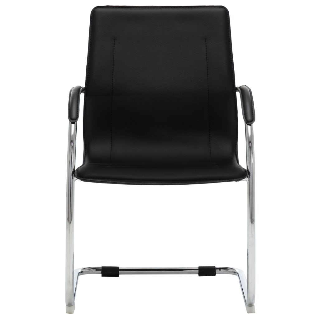 Silla De Oficina Voladiza De Cuero Sintético Negra