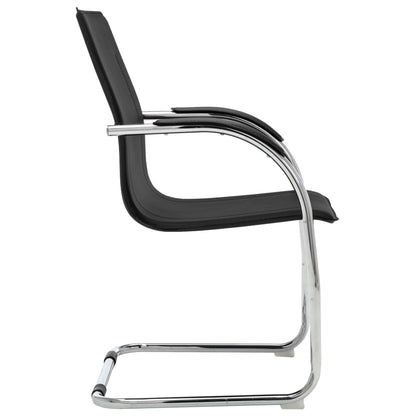 Silla De Oficina Voladiza De Cuero Sintético Negra