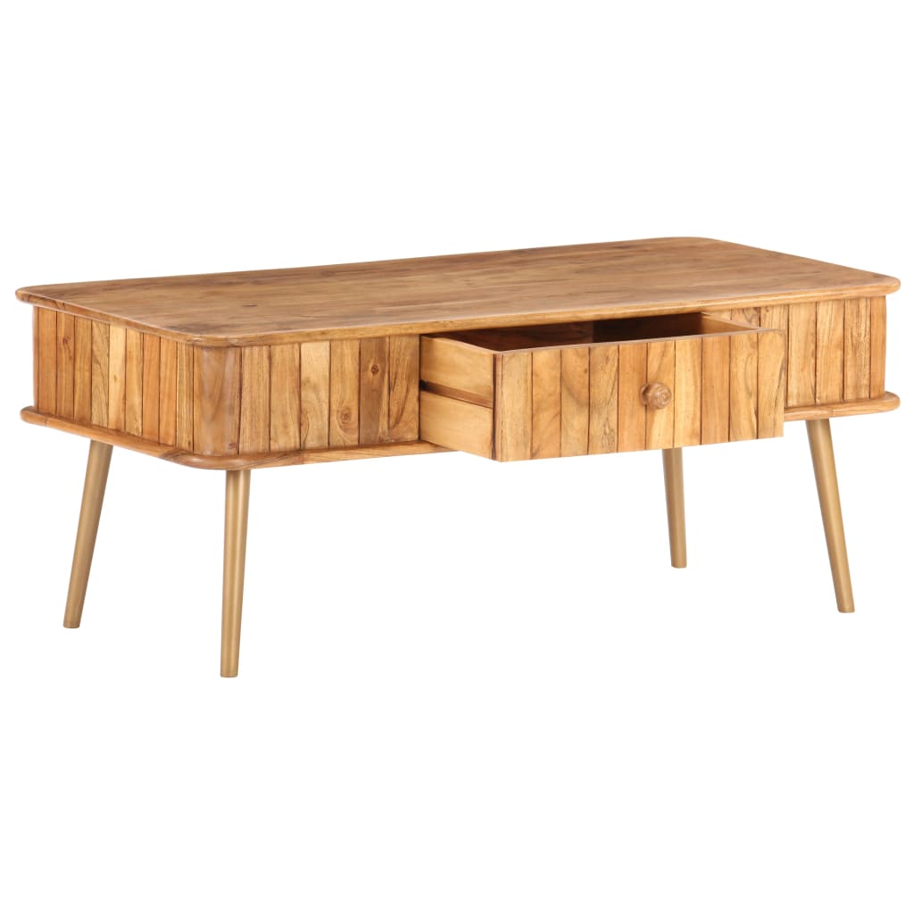 Mesa De Centro Madera Maciza De Acacia 100X50X40 Cm