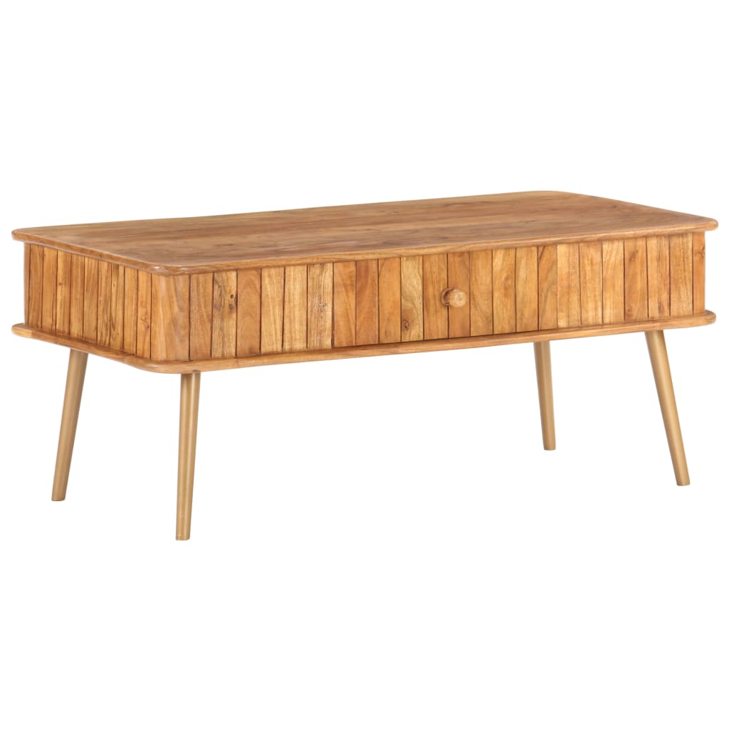 Mesa De Centro Madera Maciza De Acacia 100X50X40 Cm