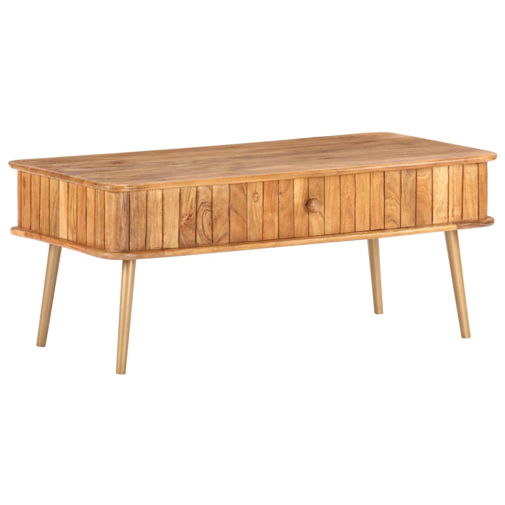Mesa De Centro Madera Maciza De Acacia 100X50X40 Cm