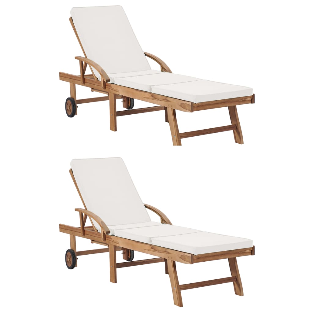 Tumbona Con Cojín Madera Maciza De Teca