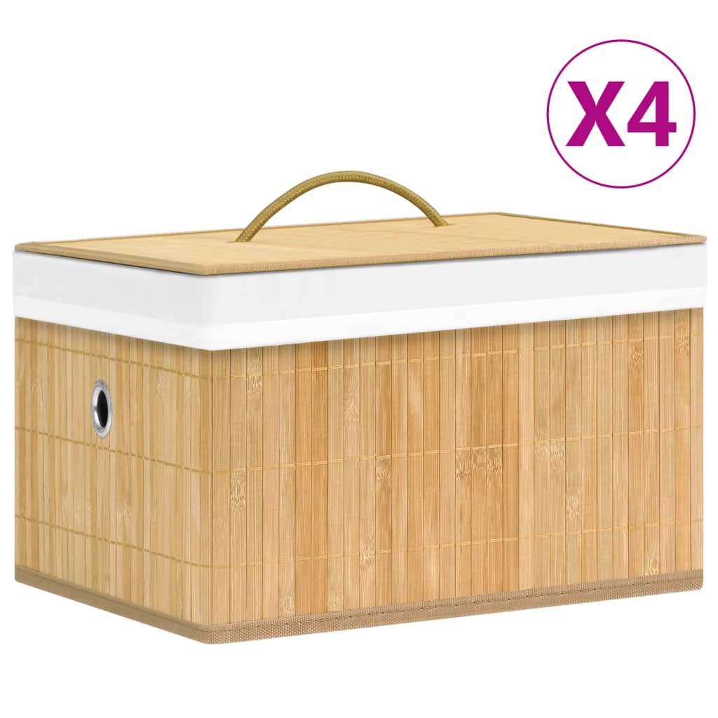 Cajas De Almacenamiento De Bambú 4 Unidades