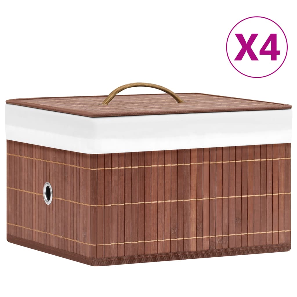 Cajas De Almacenamiento De Bambú 4 Unidades
