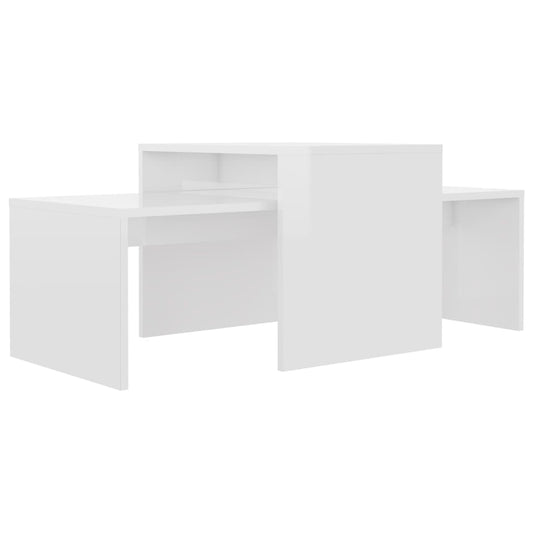 Mesa De Centro Madera Contrachapada Blanco Brillo 100X48X40 Cm