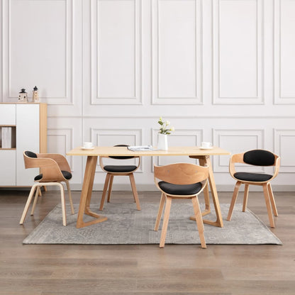 Sillas De Comedor 2 Unidades Madera Curvada Y Cuero Sintético