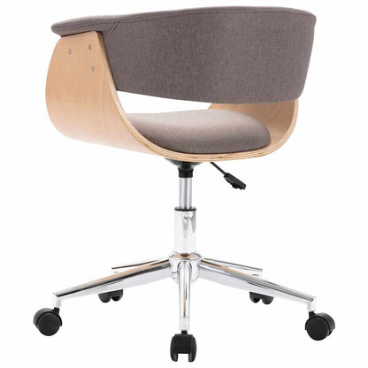 Silla De Oficina Giratoria De Madera Curvada Y Tela Gris Taupe