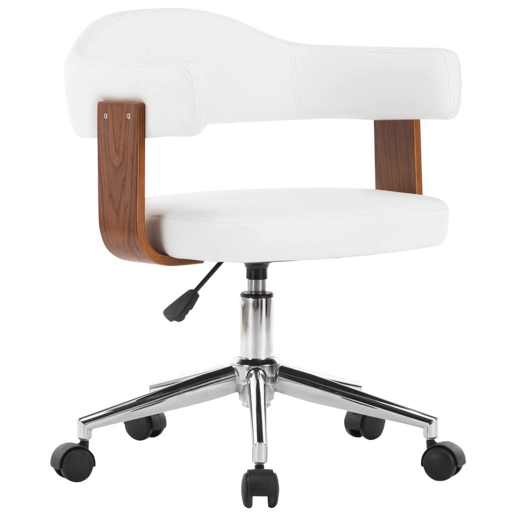 Silla De Oficina Giratoria Madera Curvada Cuero Sintético Negro