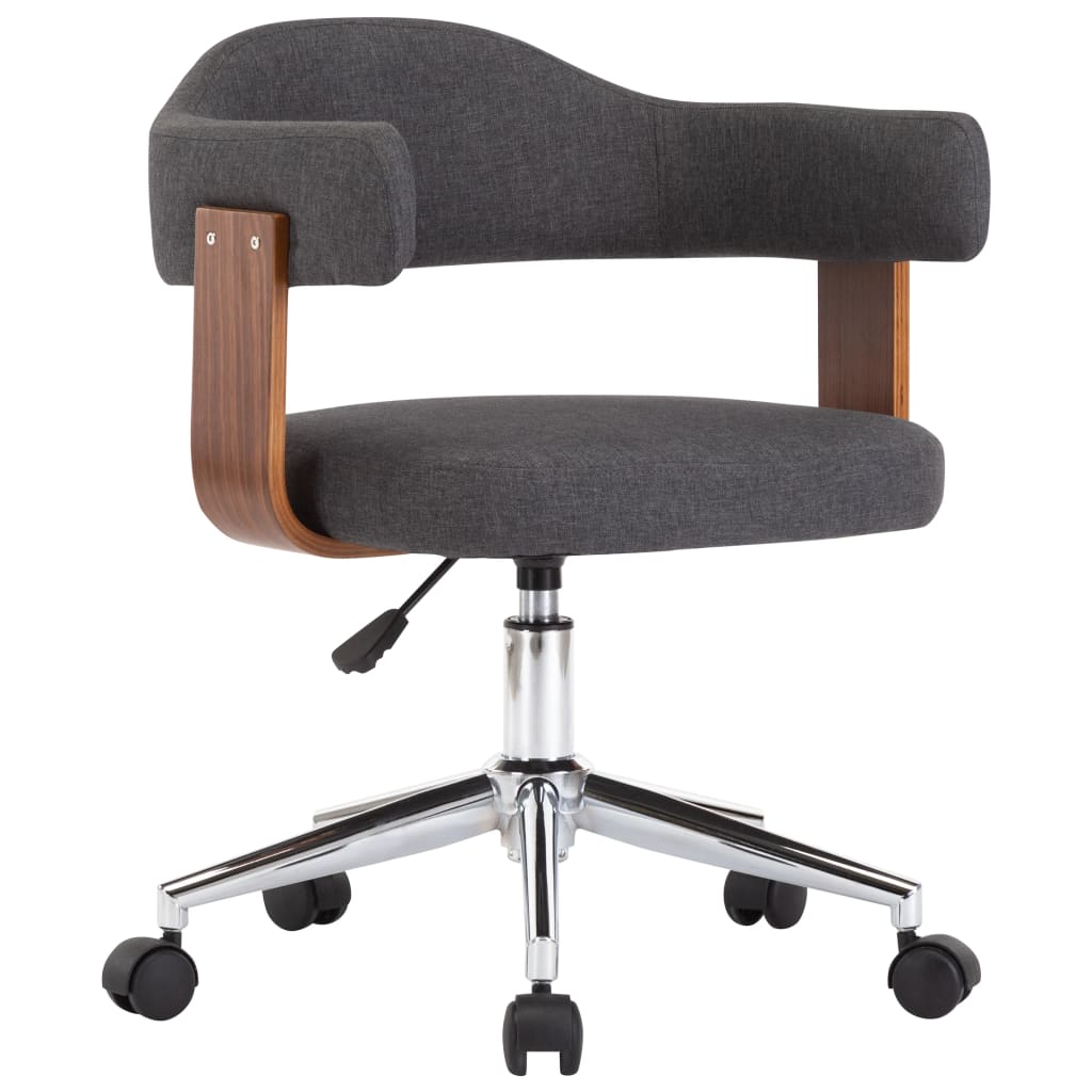 Silla De Oficina Giratoria Madera Curvada Cuero Sintético Negro
