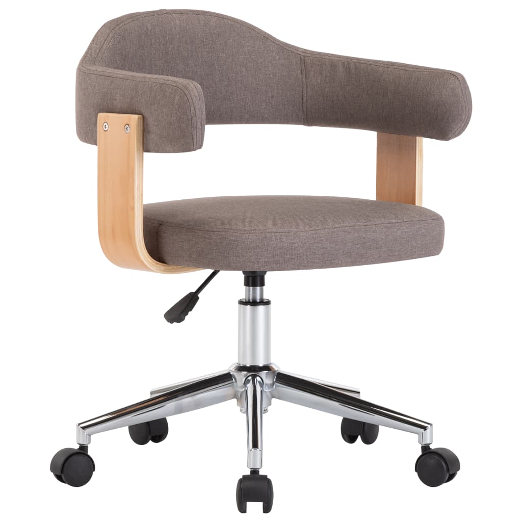 Silla De Oficina Giratoria Madera Curvada Cuero Sintético Negro