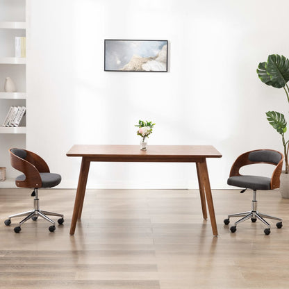 Silla De Oficina Giratoria De Madera Curvada Y Tela Gris Taupe
