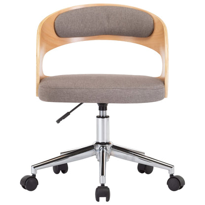 Silla De Oficina Giratoria De Madera Curvada Y Tela Gris Taupe