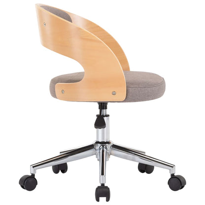 Silla De Oficina Giratoria De Madera Curvada Y Tela Gris Taupe