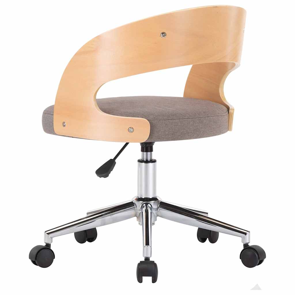 Silla De Oficina Giratoria De Madera Curvada Y Tela Gris Taupe