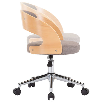 Silla De Oficina Giratoria De Madera Curvada Y Tela Gris Taupe