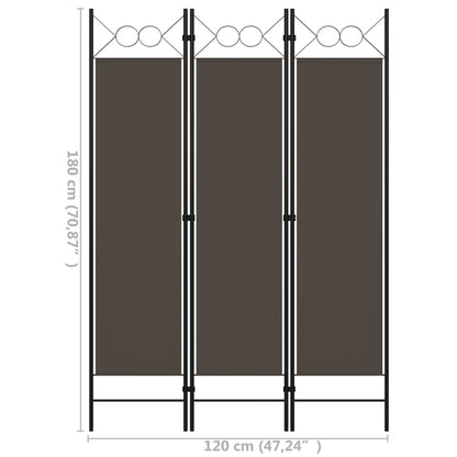Biombo Divisor De 3 Paneles Gris 120X180 Cm