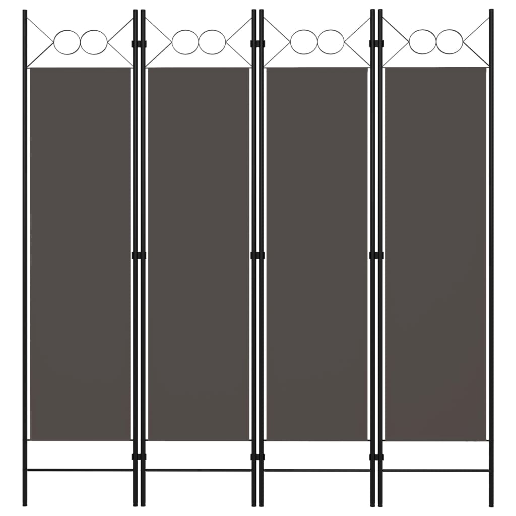 Biombo Divisor De 4 Paneles Gris 160X180 Cm