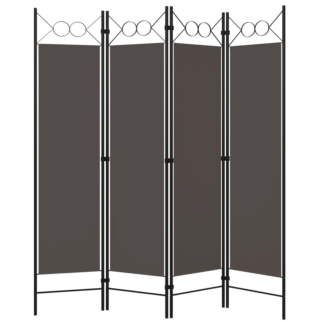 Biombo Divisor De 4 Paneles Gris 160X180 Cm